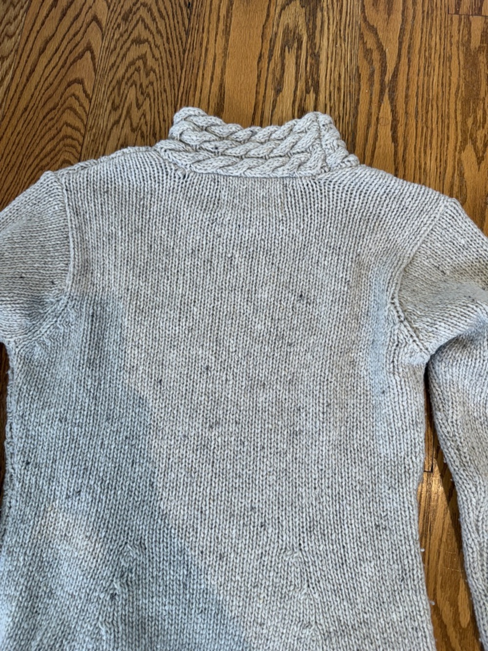 Cashmere Aran Sweater Market Cable Knit Turtleneck Sweater - Light Gray size med - Picture 6 of 12